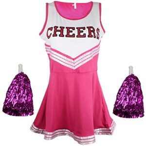Cheerleader Costume Women Cheeleader Outfit Musical Uniform with Matching Pom Poms Perfect for Hallowee