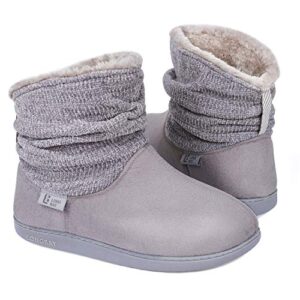 LongBay Ladies' Warm Chenille Knit Bootie Slippers Comfy Suedette Fluffy Faux Fur Memory Foam Boots House Shoes