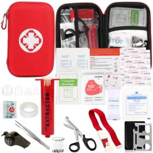 LIAMERHE Compact First Aid Kit 53PCS Include Emergency Blanket CPR Face Shield Bug Bite Suction Tool Bee Sting Snake Bug Bite Kit First Aid Kit Travel for Home Outdoors Car Travel Camping Hiking