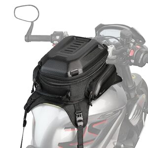 Rhinowalk Motorcycle Tank Bag Hard Shell Waterproof Expandable Motorcycle Seat Storage Bag 15-18L Motorbike Luggage Bag Backpack