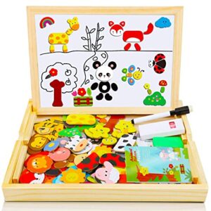 COOLJOY 100+ PCS Wooden Magnetic Puzzle
