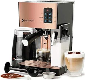 EspressoWorks 10Pc All-in-One Barista Bundle Espresso Machine & Cappuccino Maker