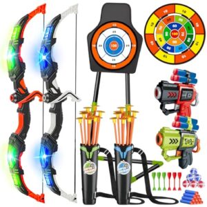 VATOS 2 Pack Bow and Arrow Toy for 5 6 7 8 9 10 11 Year Old Boys Girls