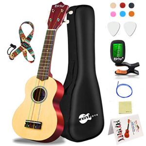Everjoys Soprano Ukulele Beginner Kit 21 Inch Ukelele w/How to play Songbook Carrying bag Digital Tuner All in One Se
