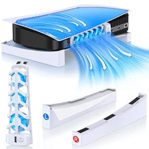 ALEEMTRY PS5 Stand - PS5 Horizontal Stand with 3 Fans Cooler in 1 - White PS5 Stand for PS5 Disc and Digital Edition Console