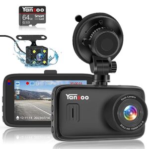 Dash Cam Front and Rear with 64GB SD Card 1080P FHD Dashcam for Car 170° Wide Angle Dashboard Car Camera With WDR Night Version
