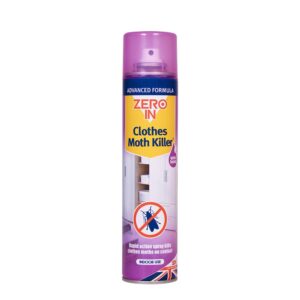 Zero In Clothes Moth Killer - 300 ml Aerosol. Ready-To-Use. Kills Clothes Moths and Larvae. Whole Room Treatme