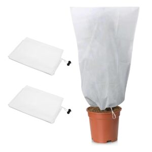 2 Packs 120 * 180cm Plant Protection Fleece Cover Horticultural Warming Fleece Jacket Anti Frost with Drawstring Garden Fleece Bags Protection Winter Reusable Outdoor and Indoor Plants White