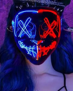 Halloween Purge Mask Light Up Mask LED Scary Mask for Halloween Costume Party