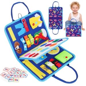 Yordawn Busy Board for Toddlers Montessori Toys Sensory Activities Preschool Educational Toys for Learning Fine Motor Skills Toddler Travel Toys for 1-4 Year Old for Boys Girls