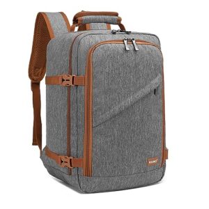 Kono Carry On Backpack 40x20x25 Under Seat Ryanair Cabin Flight Bag Travel Hand Luggage Shoulder Bag 20L (Grey/Brown)