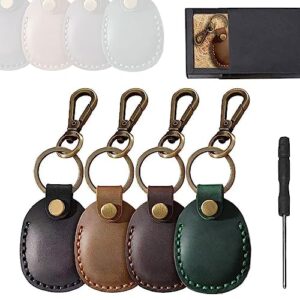 Air Tags-4 Pack Keyring Holder-Genuine Leather Case for Apple Airtag. Pack 1