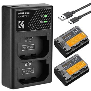 K&F Concept NP-FZ100 Battery 2280mAh Replacement Batteries and Dual Battery Charger for Sony A7iv Battery Compatible with Sony A7iii