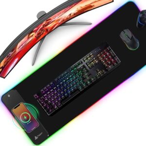 PrisTeam Gaming Wireless Charging Mouse Pad - Non-slip Rubber Gaming Mouse Pad Large 800mm X 300mm X 4mm