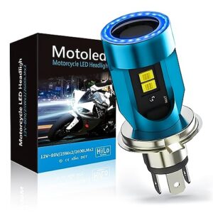 SPOLI H4 LED Motorcycle Headlight Bulbs Bule Circle