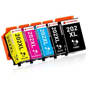 Clywenss 202XL Ink Cartridges for Epson XP-6100 Printer Ink Cartridges Compatible with Epson Expression Premium XP-6100 XP-6105 XP-6000 XP-6005 (5 Pack)
