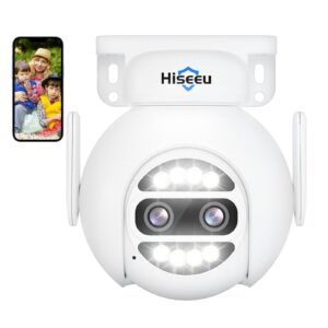 Hiseeu Wireless Security Camera Outdoor Dual Lens 4MP 10X Digital Zoom