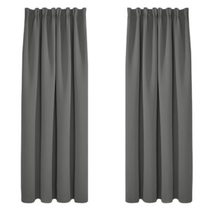 Deconovo Super Soft Solid Window Treatment Thermal Insulated Curtains Blackout Curtains Pencil Pleat Curtains for Living Room Light Grey W55 x L69 Inch 2 Panels
