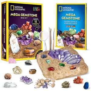 National Geographic Mega Gemstone Dig Kit – Dig Up 15 Real Gems with this Excavation Kit