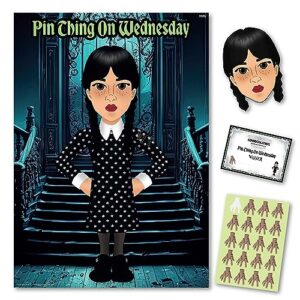 Halloween Party Game – PIN THING ON WEDNESDAY | 20 Players | Winner Certificate and Poster for Halloween Party