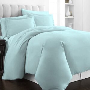 Pizuna 400 Thread Count Cotton Double Bed Duvet Cover Set Ice Aqua