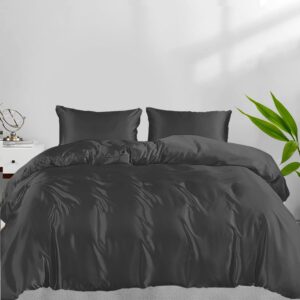 LINENWALAS 100% Natural Bamboo 3-Piece Duvet cover sham set with Zipper and Corner Ties- Softest Cool Bedding Perfect for Skincare (Double