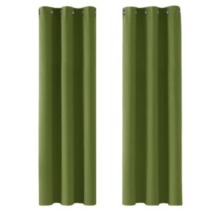Deconovo Super Soft Window Treatments Thermal Insulated Blackout Curtains Eyelet Curtains for Nursery Grass 42 x 72 Inch 2 Panels