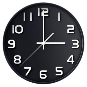 Wall Clock 12" Silent Non-Ticking Quartz Decorative Wall Clock 3D Large Number