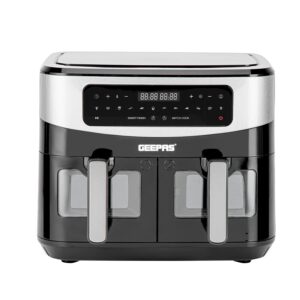 Geepas Vortex 9L Dual Basket Air Fryer – Family-Sized 10-in-1 Digital Convection Air Fryer with LED Touchscreen