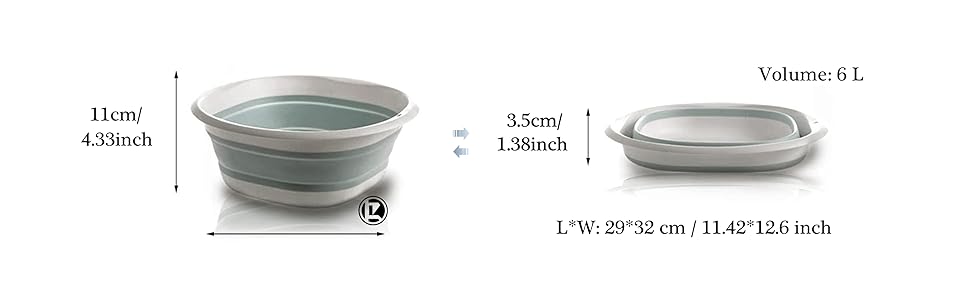 Square Folding Hand Wash Basin Collapsible Washing Up Bowl Portable Washbasin Camping Water Basin
