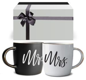 Triple Gifffted Mr and Mrs Coffee Mugs - Engagement Gifts for Couples