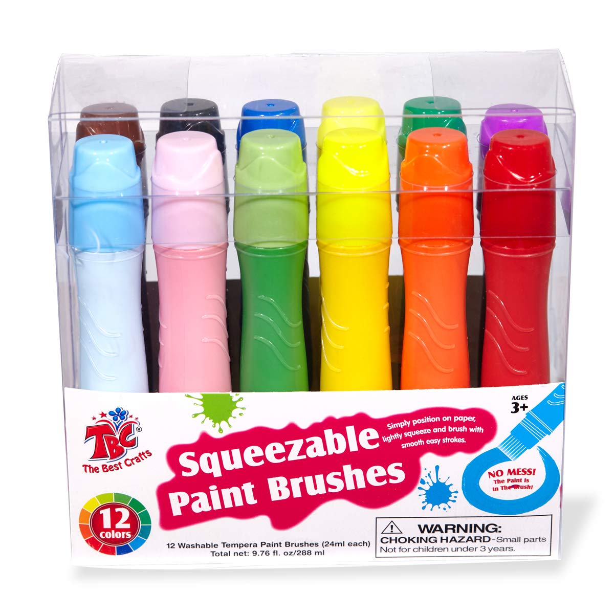 TBC The Best Crafts 12 Colours Squeezable Brush Paints for Kids