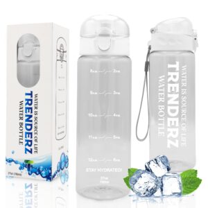 Trenderz Sports Water Bottle with Time Markings 780ml| Gym water bottle with Strap| Safe & Leak Proof| Drinks Bottle BPA Free| Dishwasher Safe| Non-Toxic| for Running