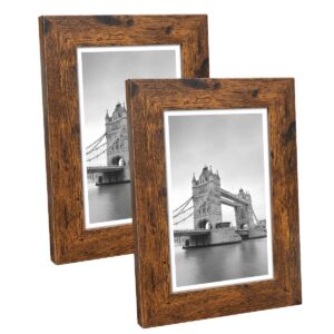 NUOLAN 6x4 inch Photo Picture Frame Weathered Brown Wood Pattern