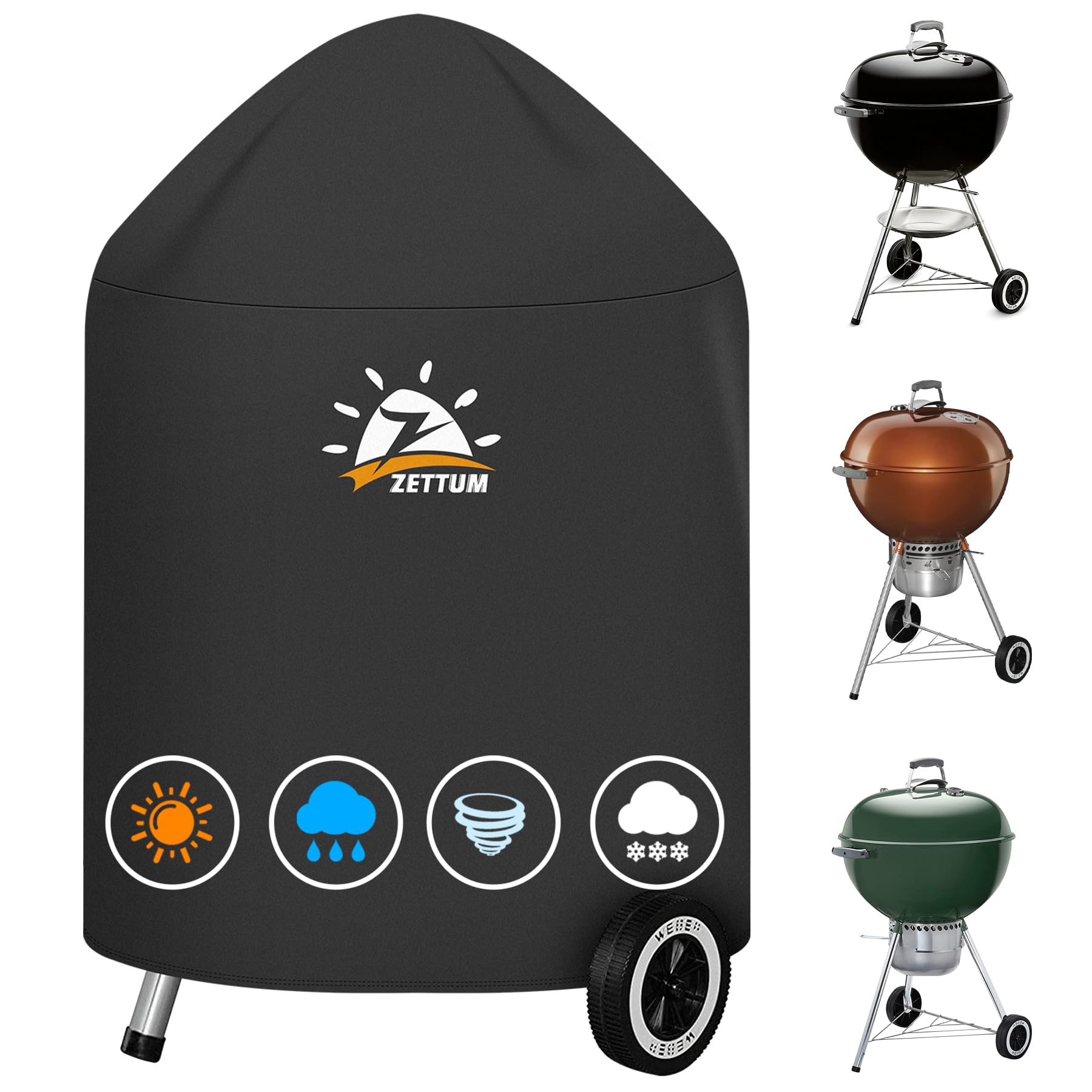 Zettum Kettle BBQ Cover for Weber 57 CM - 600D Charcoal Grill Cover for Weber Barbecue