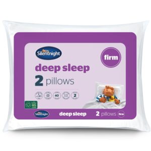 Silentnight Deep Sleep Firm Pillows 2 Pack – Firm Support Side Sleeper Pillows with Fibre Core for Firmer Support Comfortable Bed Pillow – Supportive and Hypoallergenic – Pack of 2 – Standard Size