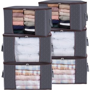 Lifewit 90L Clothes Storage Bags Large Storage Box With Lid Packing Boxes for Moving House With Reinforced Handle Thick Fabric Clear Window for Clothes Duvet Blankets Bedding