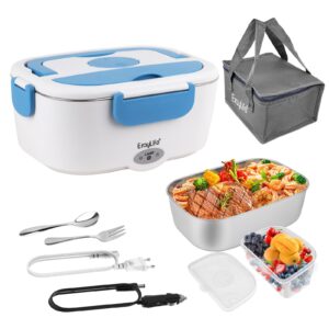 ErayLife Electric Lunch Box Food Heater Upgrade Heated Lunch Box 65W 3 in 1 Strong Sealing Leakproof 12V 24V 220V for Car Truck Home1.5L Removable SS Containe