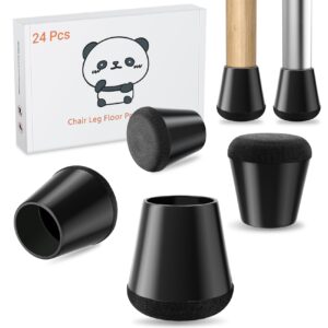 Chair Leg Floor Protectors Extra Small 24PCS - Furniture Felt Silicone Integrated Chair Foot Covers/Dark-Black/Rubber - Protect Floors from Scratches