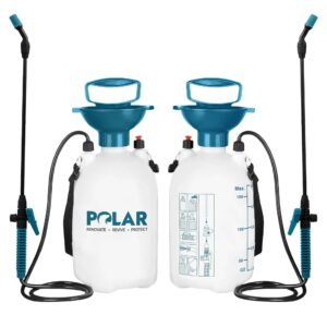 Polar Premium Pump Action Garden Sprayer - 5 Litre - Pack of 1 - Garden Pressure Spray Gun With Safety Valve - Adjustable Comfort - 1.3m Hose Wand - Use With Weed Killer