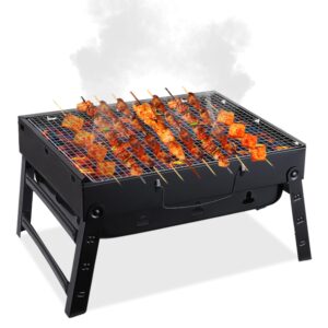 ASAB Portable BBQ Grill for Camping Folding BBQ with Vent Design Easy to Wash Travel BBQ Stainless Steel Charcoal BBQ Small Barbecue Grill Barbeque Grill Outdoor for Travel Camping Picnic Hiking
