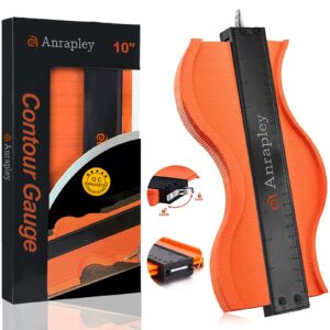 Shape Gauge with Lock 10 Inch Profile Tool Adjustable Lock Widen Precisely Copy Irregular Shape Duplicator Laminate Tiles Wood Edge Outline Gauge for Corners and Constructio