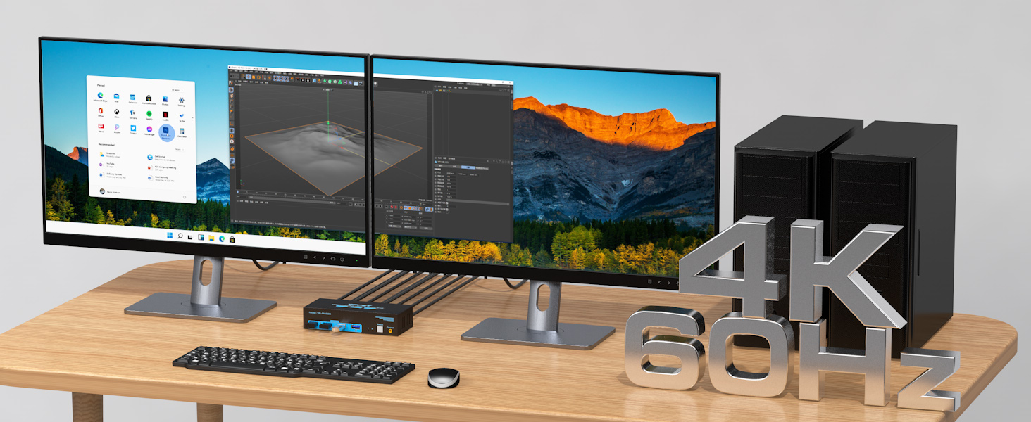 USB 3.0 HDMI KVM switch 2 Monitors 2 Computers