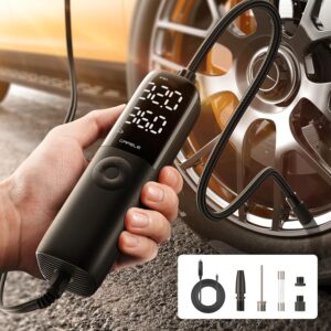 CAFELE Tire Inflator Portable Air Compressor for Car Tires 12V Ultra Small Air Pump for Car Tires 38L/min Super Fast Inflate 160 PSI LED Light Digital Portable Tire Inflator for Car Ball Moto Bike            [Energy Class A+]