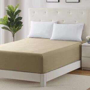 Hafaa Fitted Sheet Extra Deep Pocket Bed Sheet 16 inch 40 Cm Soft Brushed Microfiber Breathable Fitted Bed Sheets Shrinkage and Fade Resistant (Beige