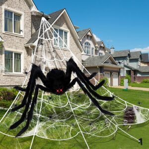 AMLOOPH Large Halloween Decorations Outdoor Spider Web