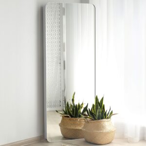 Upland Oaks Large Full Length Body Mirror for Floor & Wall in Bedroom - 165 x 54 cm Metal Frame - Big & Tall Long Mirror for Leaning - Full Length Wall Mirror Size (Silver