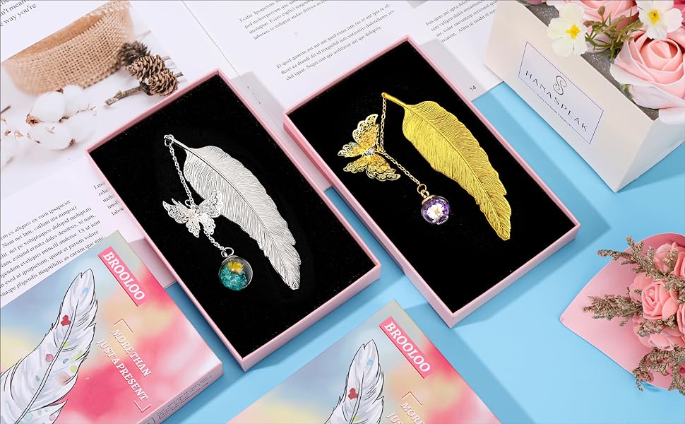 Feather Butterfly Metal Bookmark Sentimental Creative Teacher Stationery Ladies Gifts