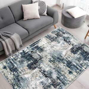 Vamcheer Machine Washable Rugs for Living Room - Modern Soft Faux Short Pile Area Rugs for Bedroom Dining Room Abstract Carpet for Office Kitchen Non Slip Non Shedding