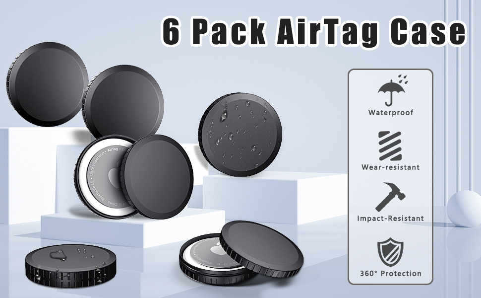 6 pack waterproof AirTag protective case, offering 360° full protection.